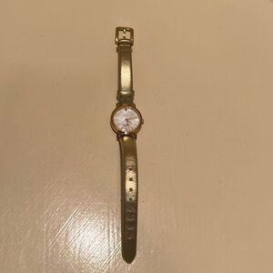 Kate Spade Gold Tone Watch Metallic Leather Band Minimalist Preppy Old Money